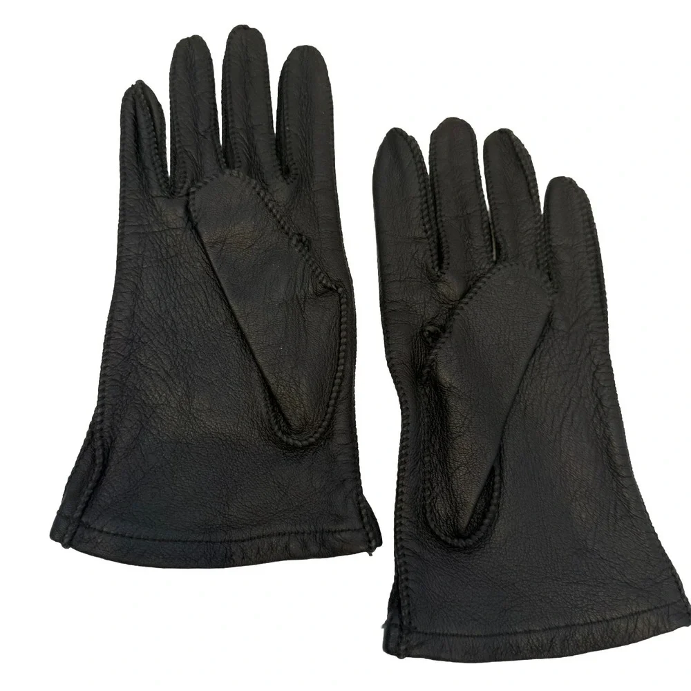 Vintage Leather Gloves Black Women's Size Small‎ 8 - 8.5